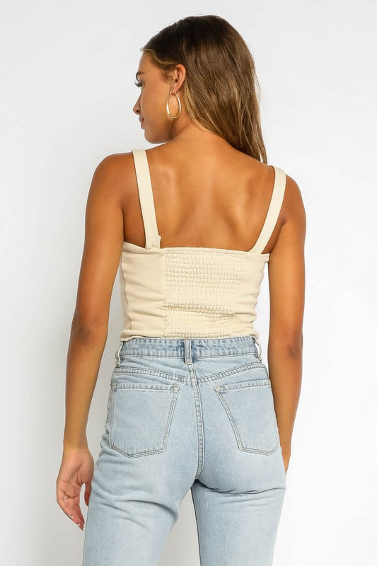 Bella Bust Seam Sweetheart Tank in Natural