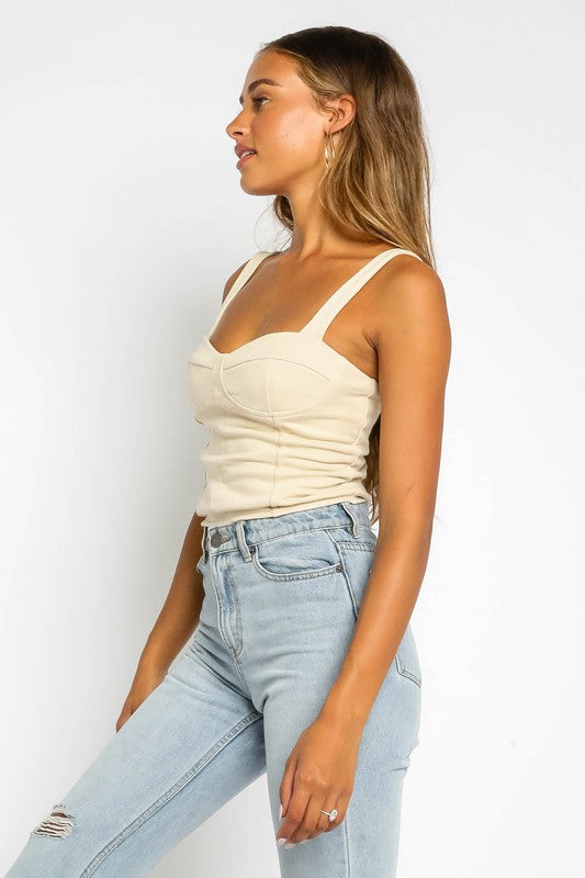 Bella Bust Seam Sweetheart Tank in Natural