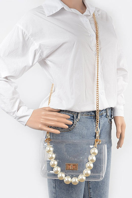 Pearl Clear Stadium Bag in Gold