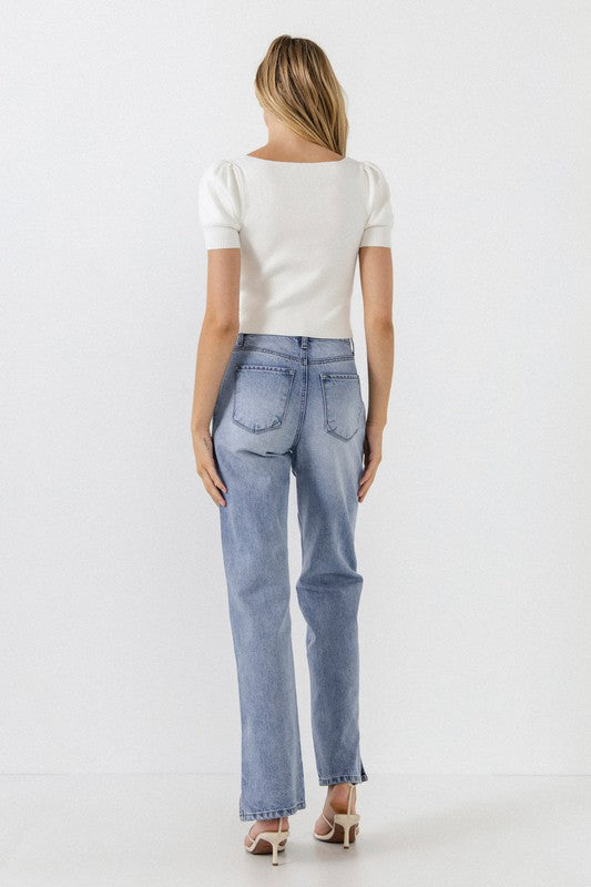 Delaney High Rise Vintage Slit Denim