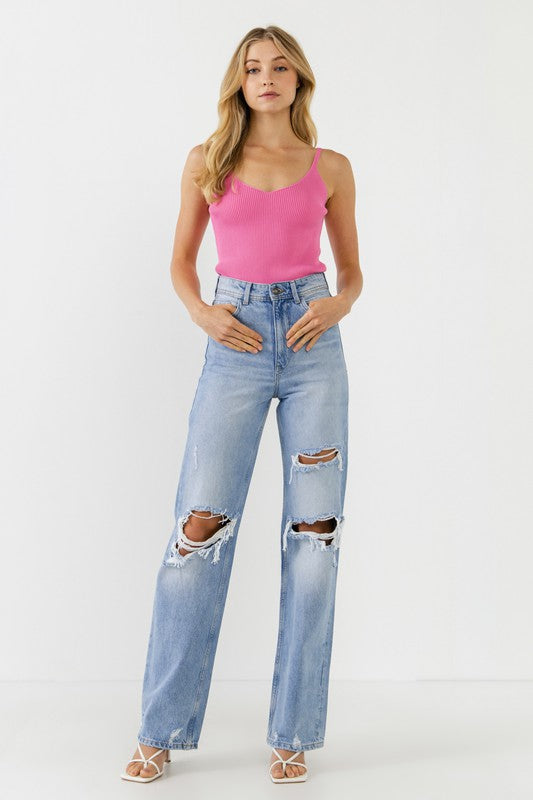 Kip Ribbed Tank in Pink