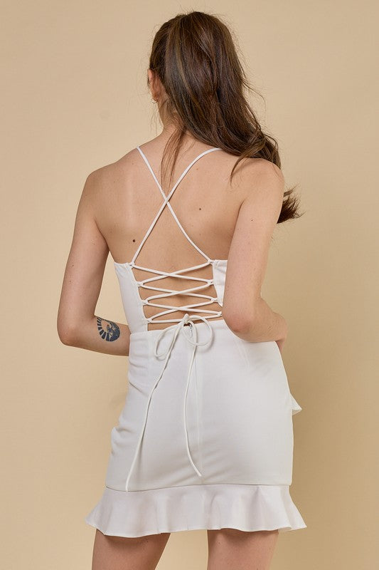 Remy Ruffle Detail Dress in White