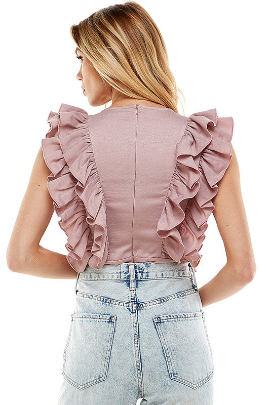 Eleana Ruffle Bodysuit in Blush