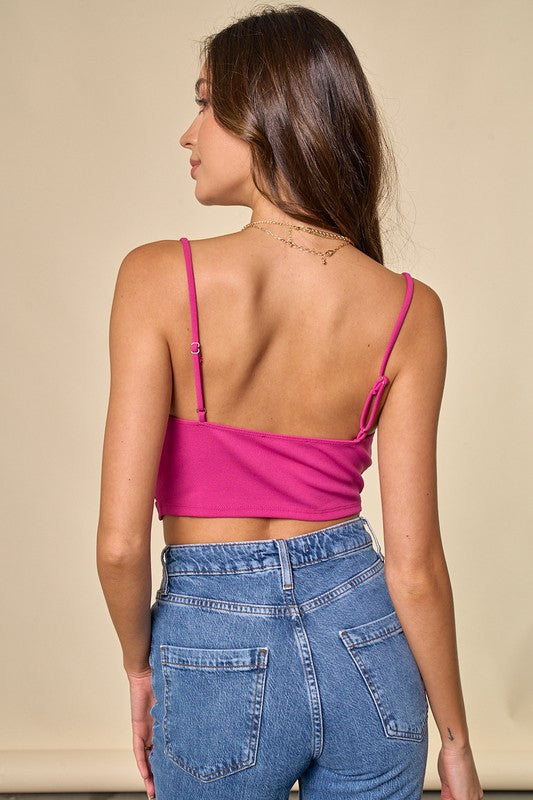 Lola Bow Crop Top in Magenta