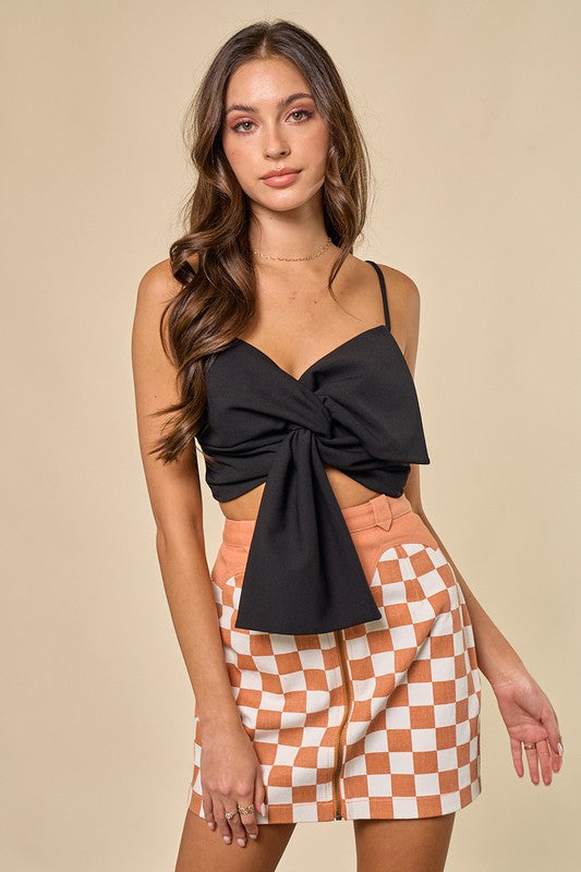 Lola Bow Crop Top in Black