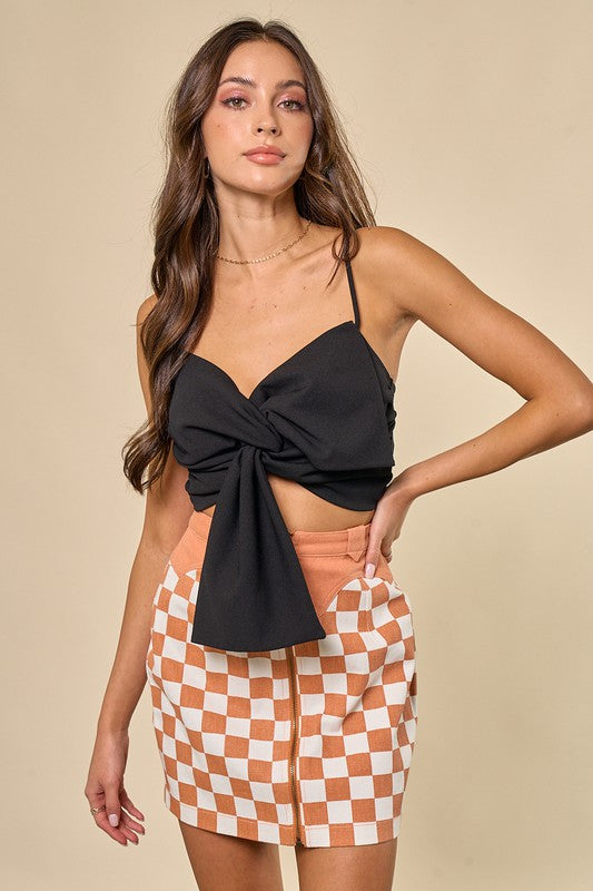 Lola Bow Crop Top in Black