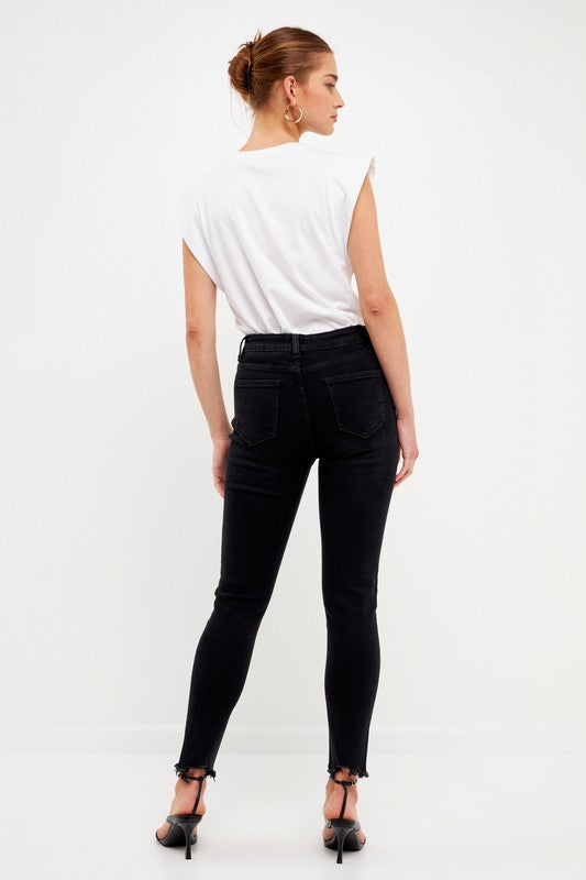 Cameron High Rise Frayed Ankle Skinnies