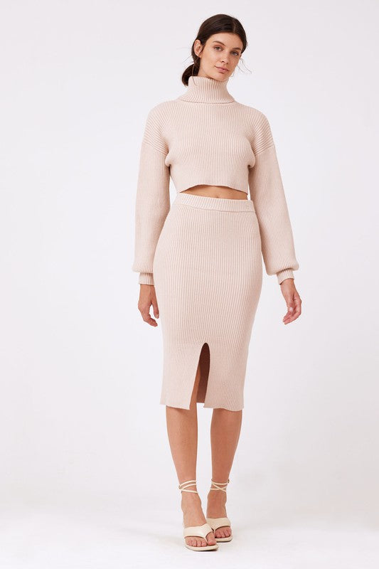Williams Sweater Skirt Set in Oatmeal