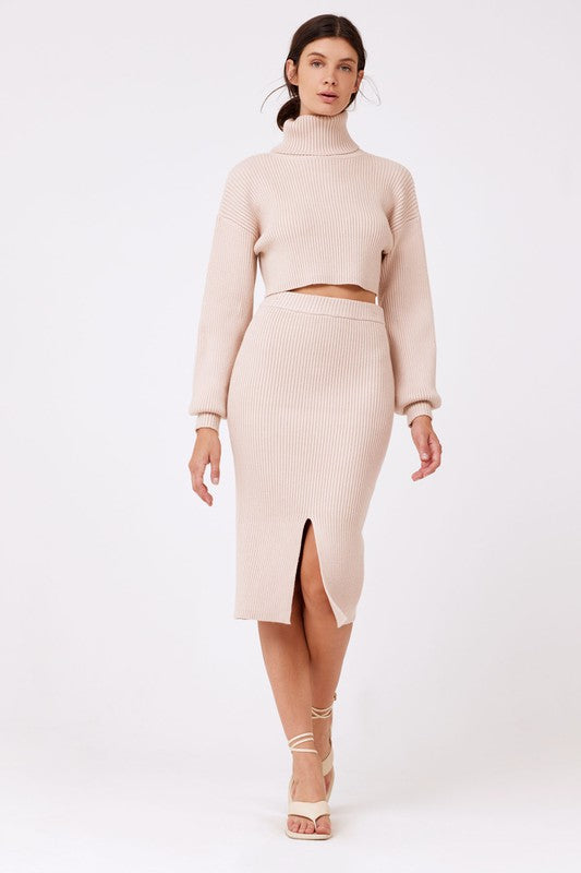 Williams Sweater Skirt Set in Oatmeal
