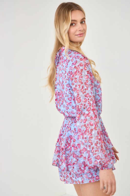 Letty Floral Dotted Open Back Romper