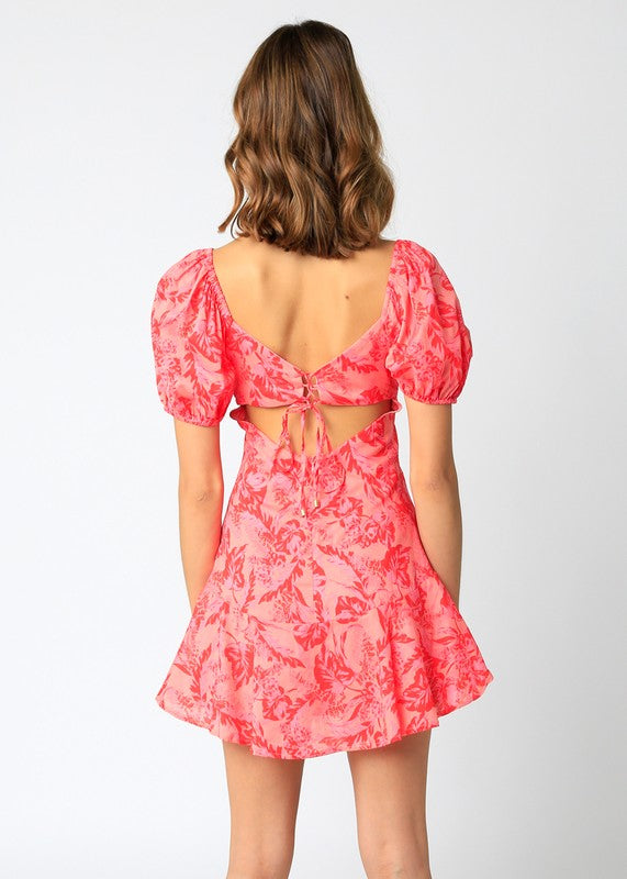 Nixie Floral Dress in Pink/Red