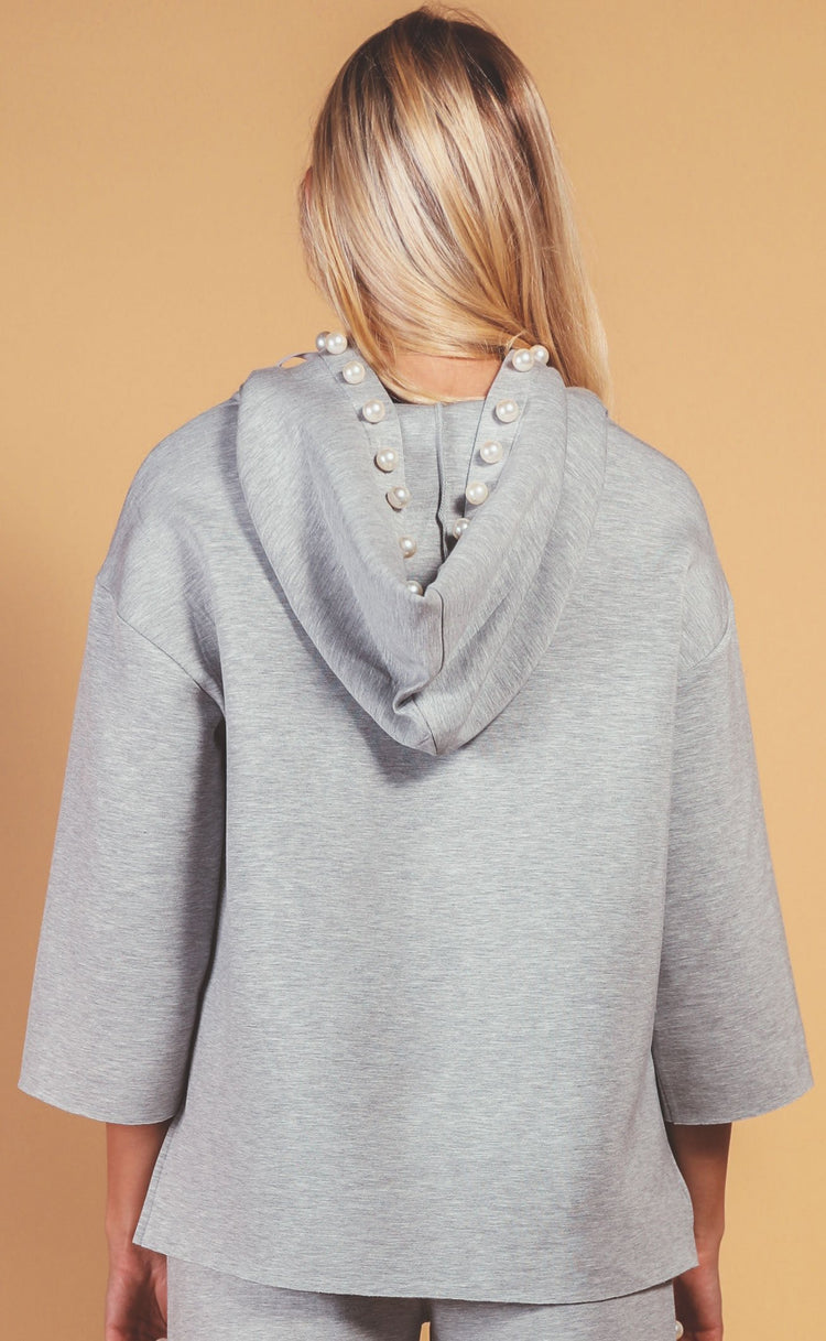 Poppy Pearl Hoodie in Heather Grey
