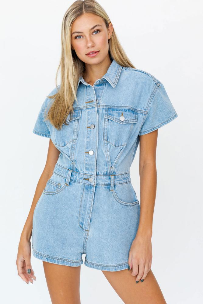 Kendall Pocketed Denim Romper