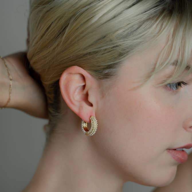 Lou Pearl Huggie Hoops