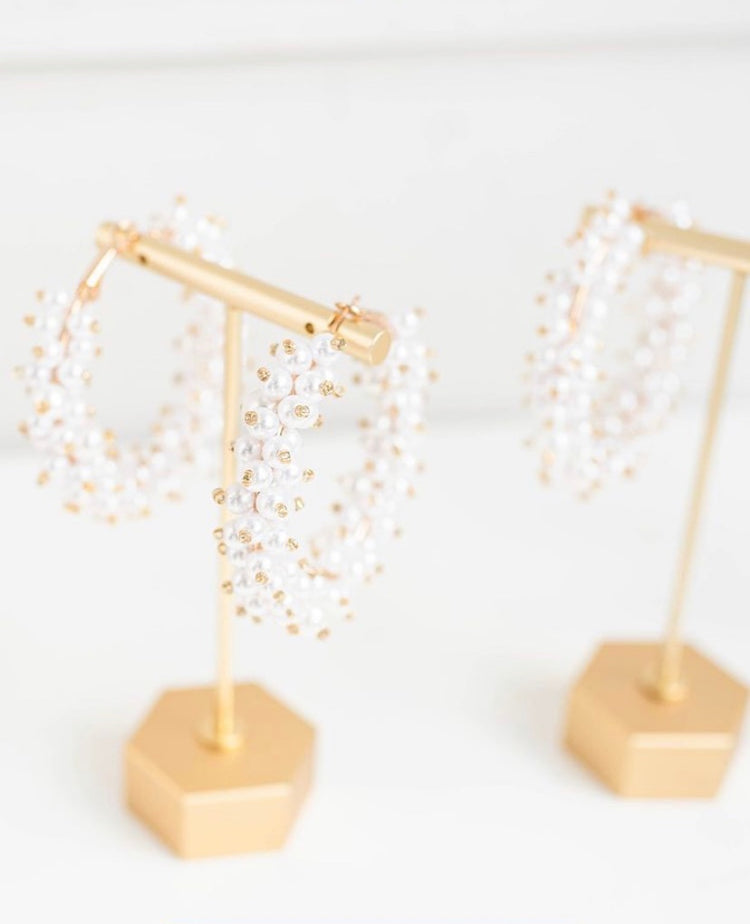 Pearl Cluster Hoops (Big) | St. Armands Designs