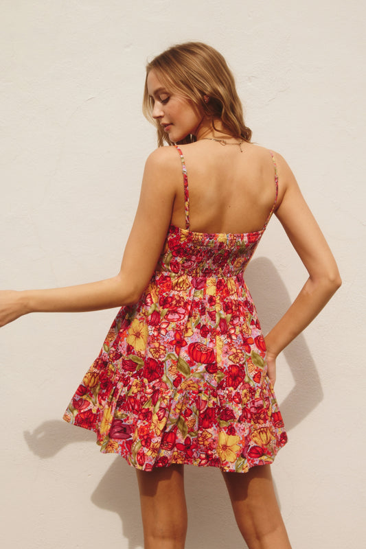 Lorena Floral Cutout Ruffle Dress