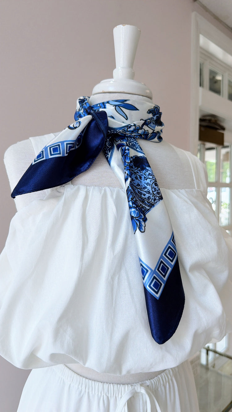 JCB Exclusive | Blue Floral Silk Scarf