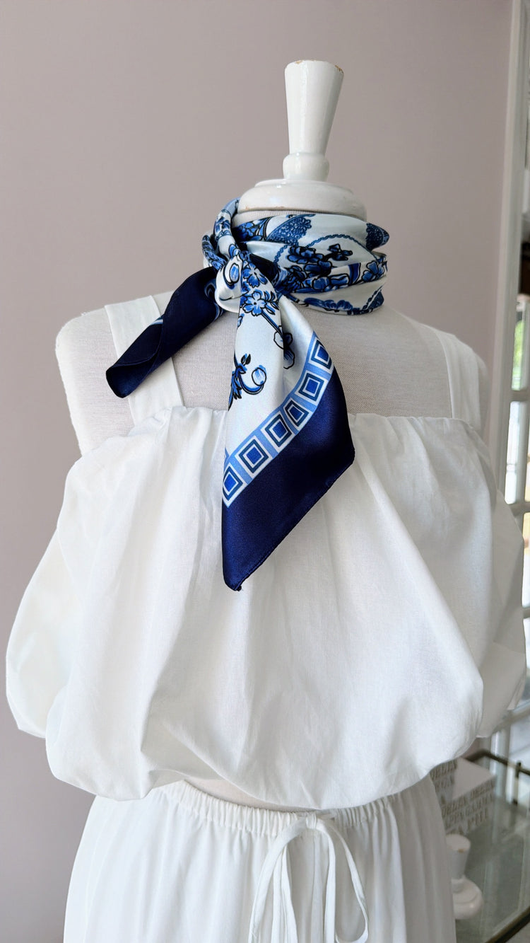 JCB Exclusive | Blue Floral Silk Scarf