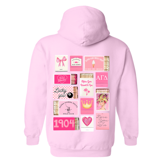 JCB Exclusive | Alpha Gam Matchbox Hoodie in Pink