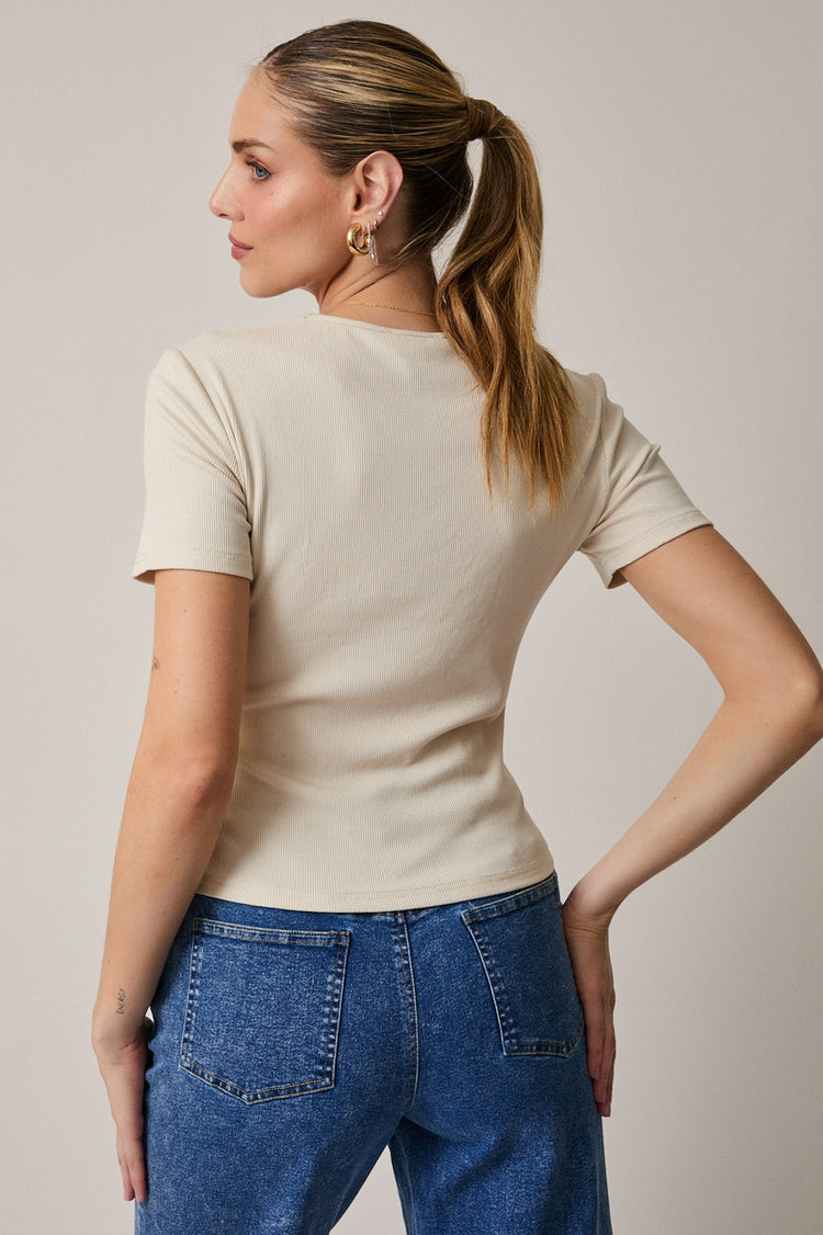 Beaded Tini Tee in Cream