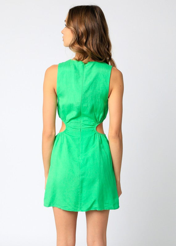 Vienna Side Cut Out Dress in Kelly Green