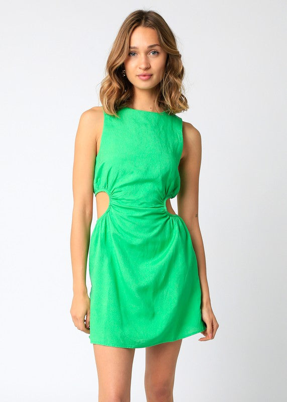 Vienna Side Cut Out Dress in Kelly Green