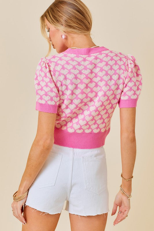 Rosemont Heart Sweater in Pink/Heart