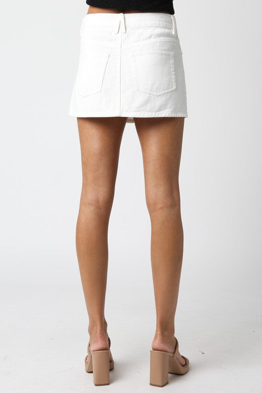 Emese Denim Skirt in White