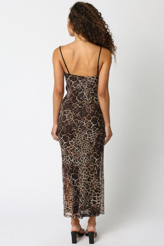 Celine Leopard Mesh Dress