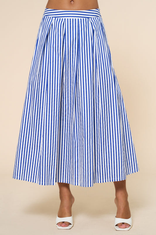 Billini Striped Maxi Skirt in Blue/White