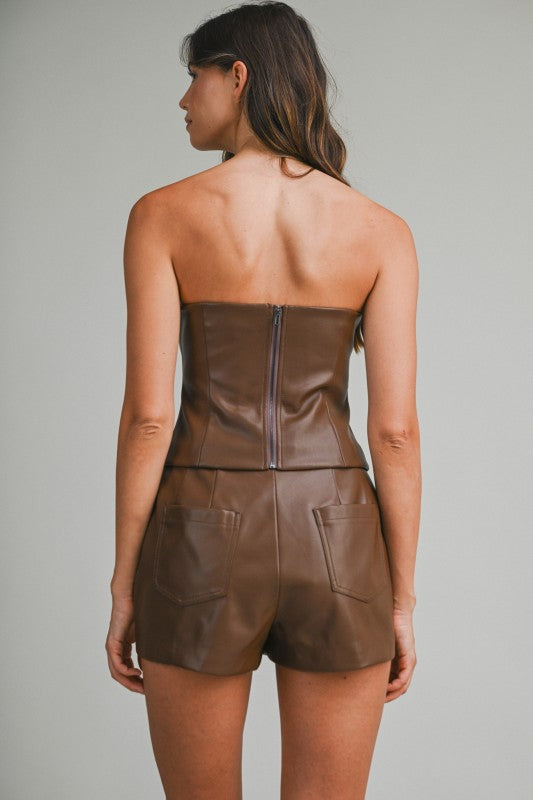 Livie Faux Leather Set in Brown