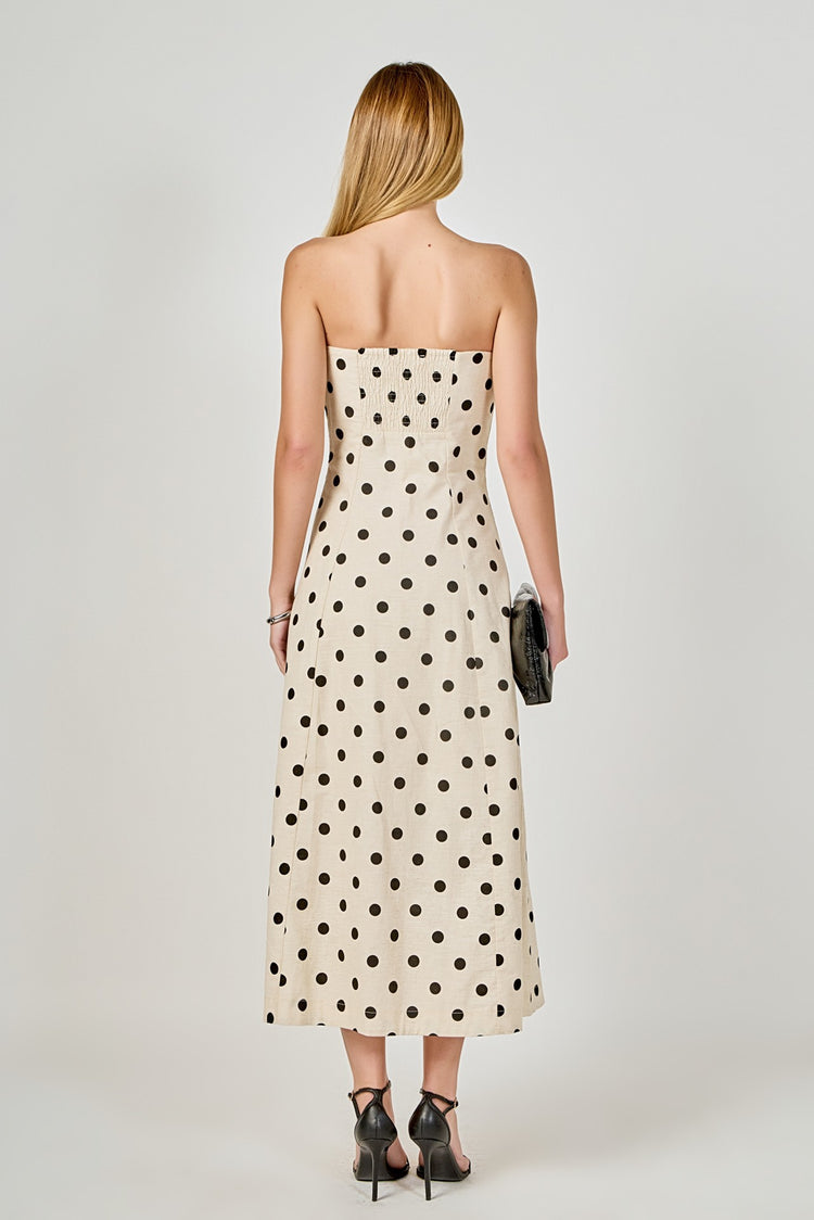 Londyn Polka Dot Strapless Maxi Dress