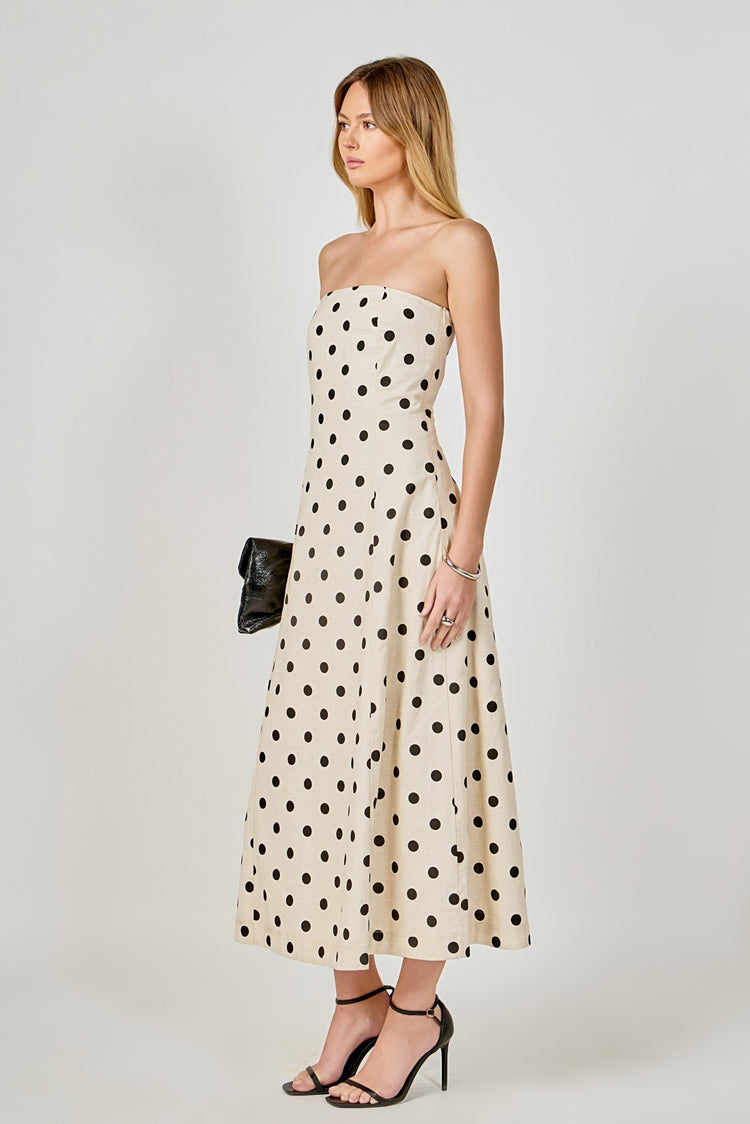 Londyn Polka Dot Strapless Maxi Dress