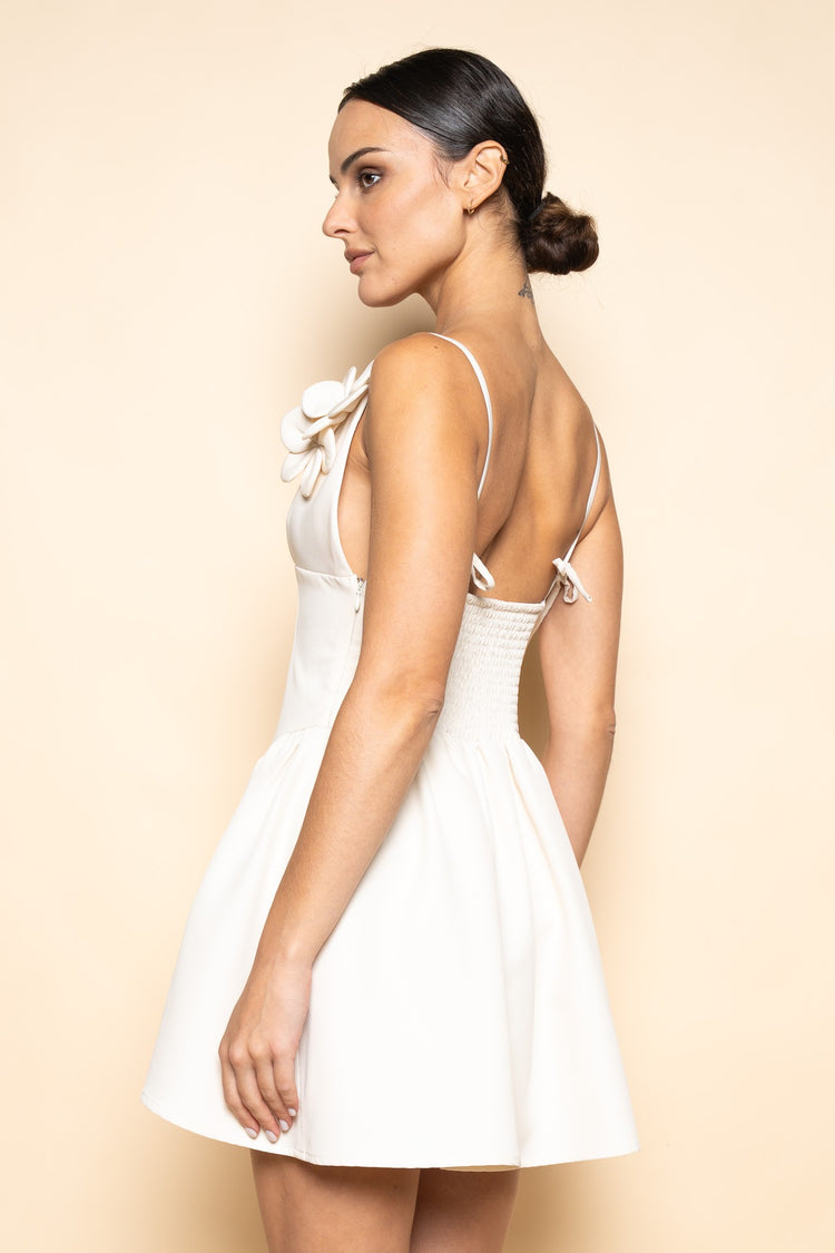 Daphne Flower Dress in Cream