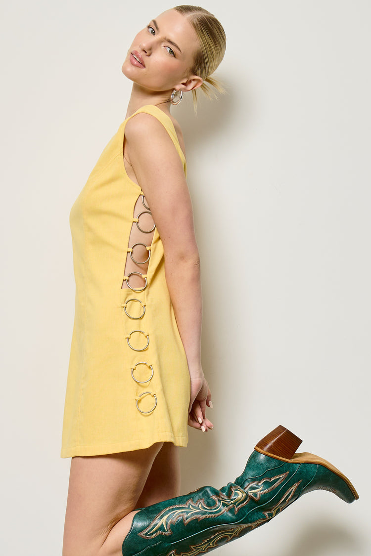Gigi Linen Ring Dress in Butter
