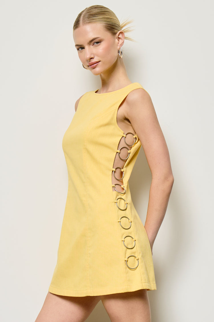 Gigi Linen Ring Dress in Butter