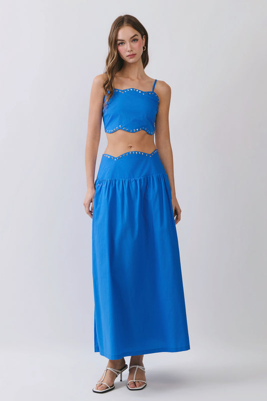 Simmons Studded Scallop Set in Blue