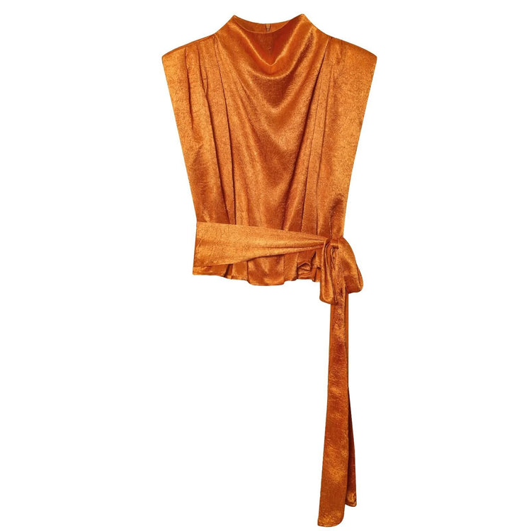Hart Satin Tie Top in Orange