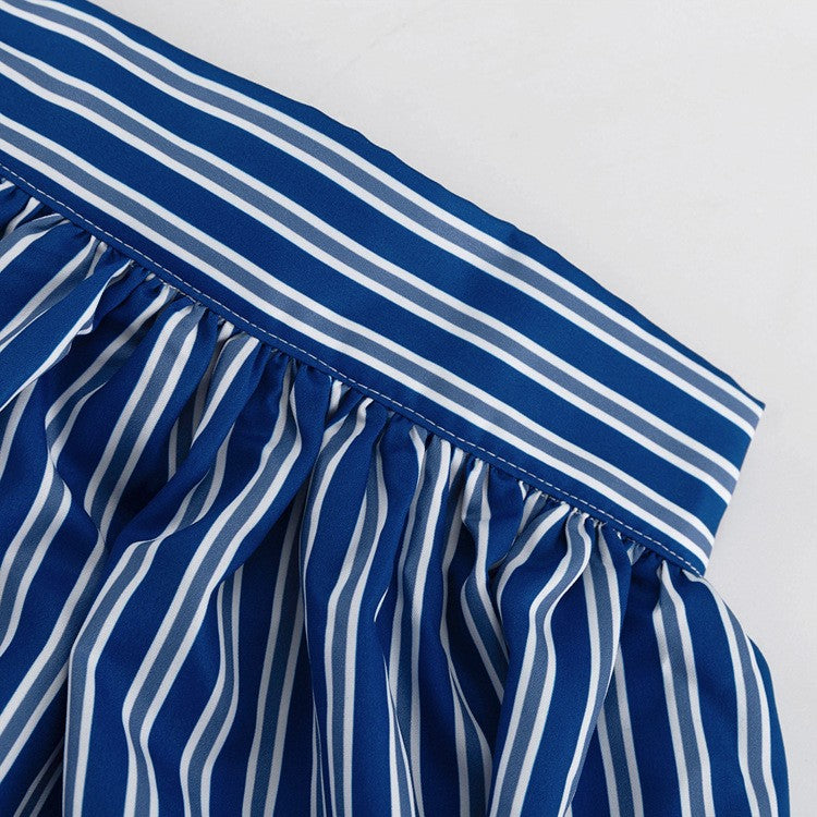 Sag Harbor Stripe Strapless Maxi Dress in Blue