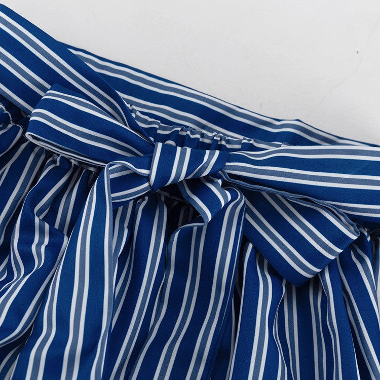Sag Harbor Stripe Strapless Maxi Dress in Blue