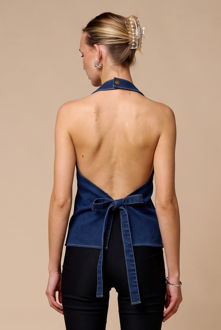 Marlborough Denim Vest Halter Top