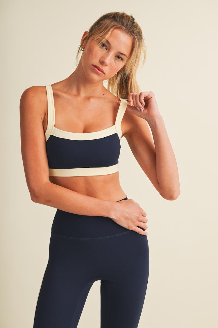 Dailee Contrast Block Active Set in Navy/Lemon