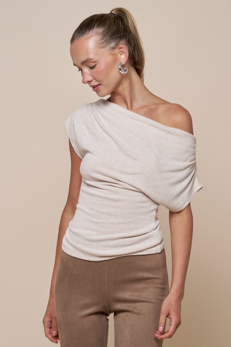 Chloe Off The Shoulder Sweater Top in Oatmeal