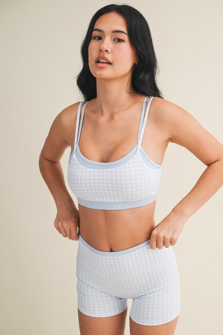 Lola Gingham Layered Active Set in Blue