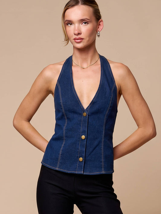 Marlborough Denim Vest Halter Top