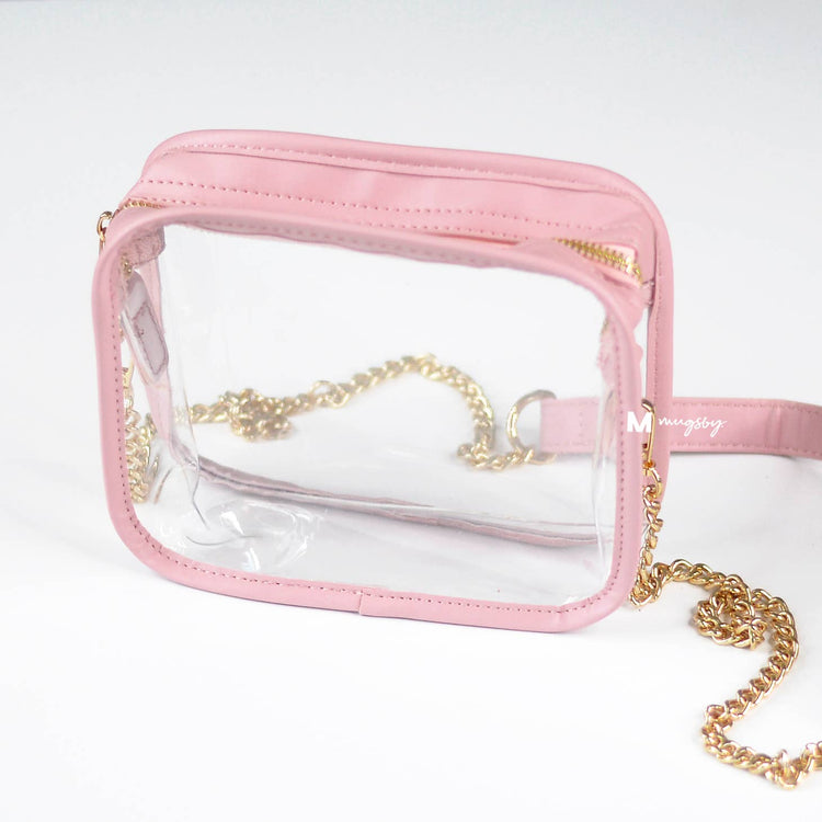 Pink Clear Stadium Bag in Gold