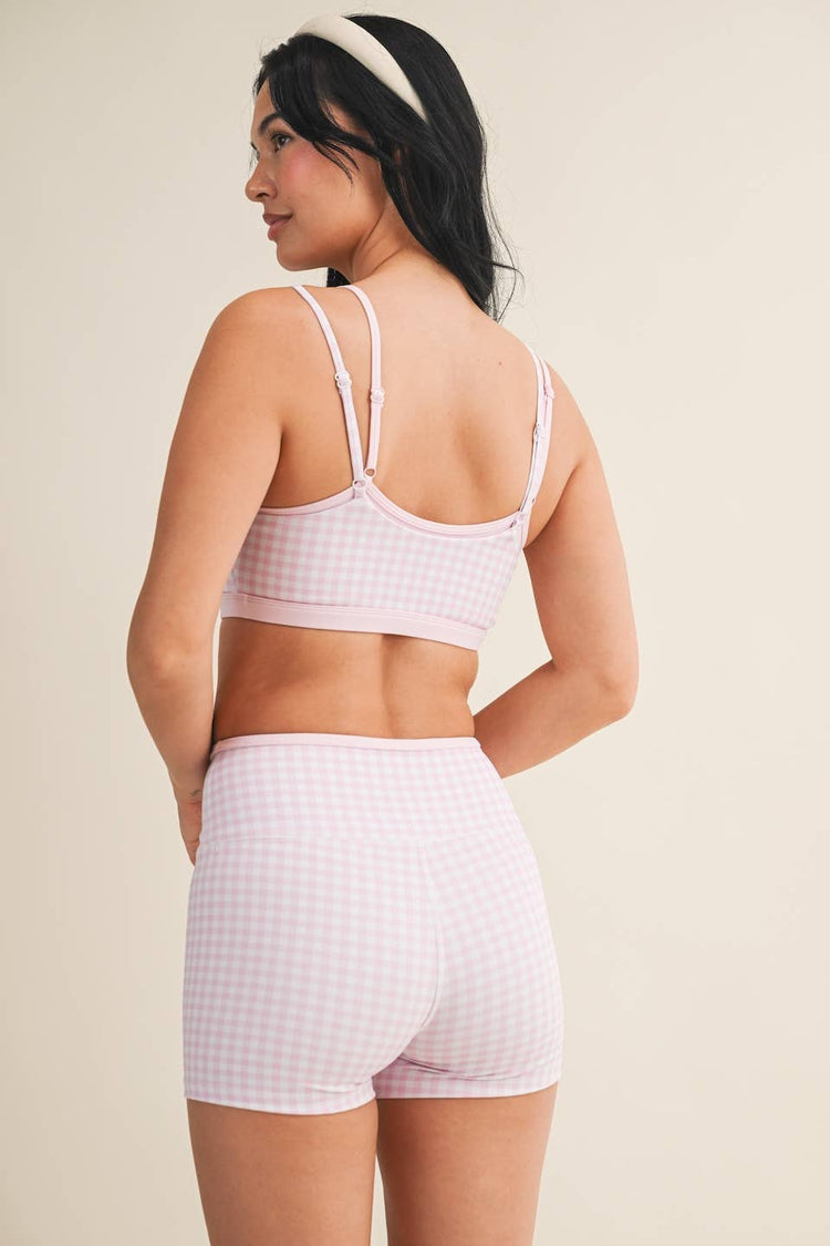 Lola Gingham Layered Active Set in Pink