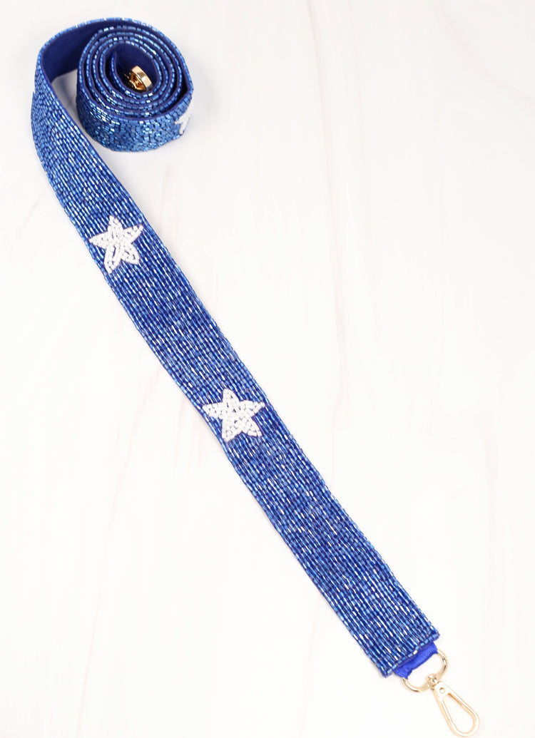 "Blue & White Stars" Beaded Strap