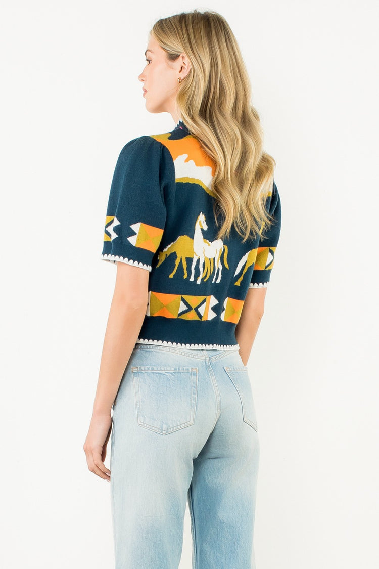Heritage Horse Sweater in Navy