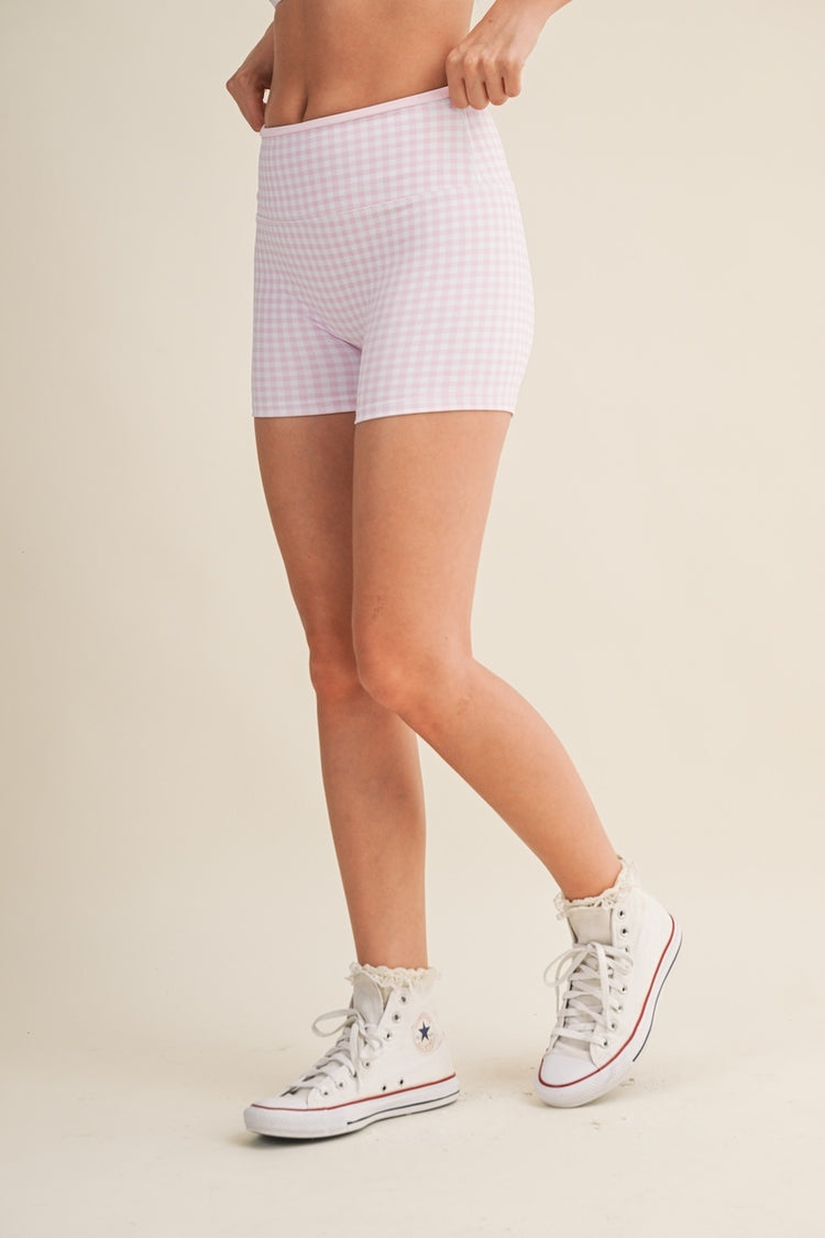 Lola Gingham Layered Active Set in Pink